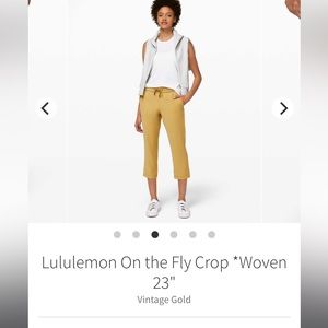 Lululemon Vintage Gold On the Fly Crop Pants